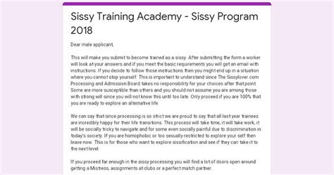 The Sissy Program 2018 .